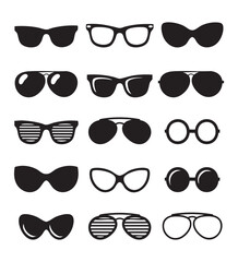 Collection of Various Sunglasses and Eyeglasses Silhouettes