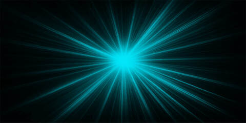 Naklejka premium Abstract blue background with a bright light burst and glowing fractal rays illustrating an energetic star explosion design in space