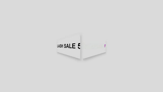 Flash Sale Animation with 50 Discount Offer on White Background.