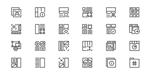 Applications and Programming Vector Icon Set in Outline Style. Internet Technology set. Set line outline icons. Internet Technology symbols. Collection of document and file type icons in outline style