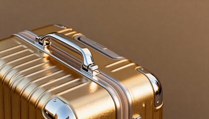 Luxury Gold Aluminum Suitcase with Polished Metal Handle and Premium Details