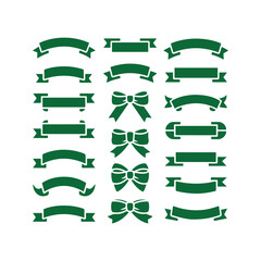 Green Decorative Ribbons and Bows Collection