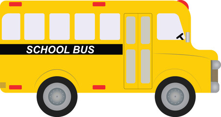 Yellow School Bus Vector Illustration Isolated on White Background