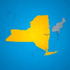 Fototapeta premium New York State Map Illustration with Geographic Context.