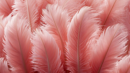 Fluffy feathers in macro. Pink flamingo texture 