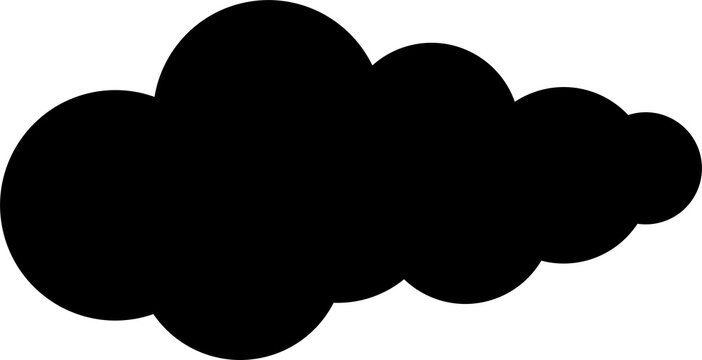 Fluffy Black Cloud Silhouette PNG | Cute Cartoon Isolated Cloud Clipart on Transparent Background