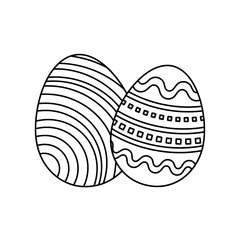Decorative Easter Eggs with Unique Patterns, Minimal Line Art for Spring Holiday Celebrations.