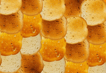 Dry Round Crackers Pattern, Sliced French Baguette Bread Wallpaper, Crunchy Croutons