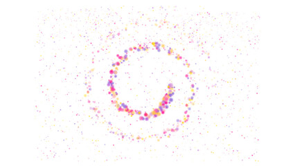 A colorful spiral pattern made of small dots on a transparent background