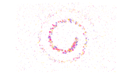 A colorful spiral pattern made of small dots on a transparent background