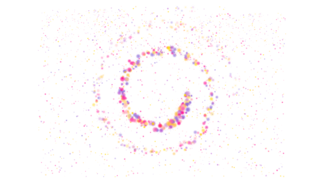 A colorful spiral pattern made of small dots on a transparent background - Powered by Adobe