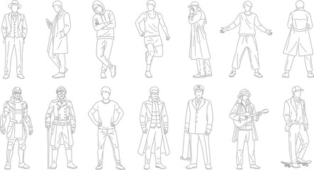 vector illustration of a man  and woman, group of people, silhouette of peoples