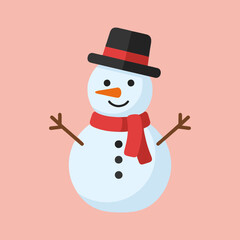 Cute cartoon snowman character ready for winter and holiday celebrations