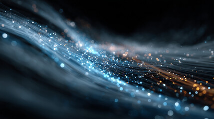 Futuristic Digital Data Stream - Glowing Encrypted Particle Flow Visualization