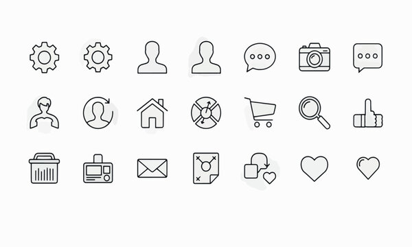 Print Minimal Line Art User Interface Icons Set