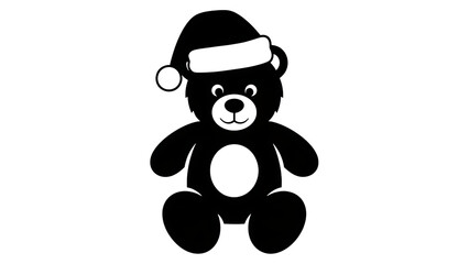 Fototapeta premium White outline teddy bear wearing Santa hat isolated on a transparent background 40