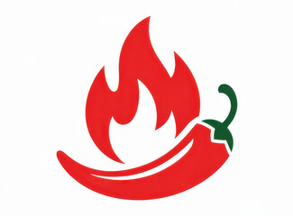 Spicy Flame Logo with Red Chili Pepper and Fire Symbol