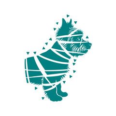 Stylized Terrier Silhouette with Abstract Geometric Pattern.
