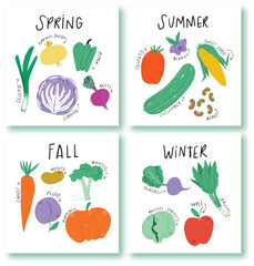 Avocado pumpkin watermelon broccoli healthy food graphics vector