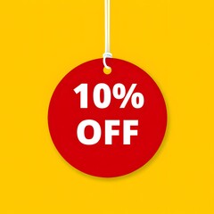 Red 10 percent off tag hanging vector sale promotion