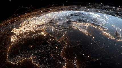 Global Internet Network Connectivity Illustration: Digital Web of Technological Communication Infrastructure
