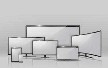 Wall mounted tv screen blank display home furniture vector