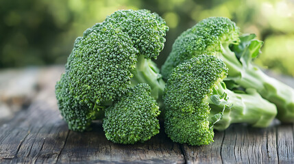 Fresh broccoli on the table representing healthy nutrition.