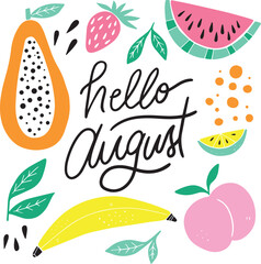 Seasonal greeting card with stylized healthy fruit design vector