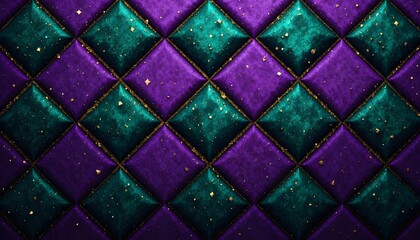 Naklejka premium Mardi Gras carnival luxury background with 3D embossed purple and teal harlequin diamond texture