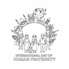 outline vector international day of human fraternity