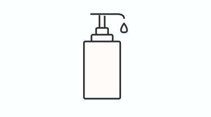 Minimalist black and white vector icon of a hand sanitizer gel bottle, ideal for hygiene, healthcare, and safety projects. Perfect for apps, websites, infographics, packaging, and educational material