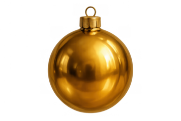 Golden christmas ornament hanging, bringing festive cheer and holiday celebration, isolated on transparent background