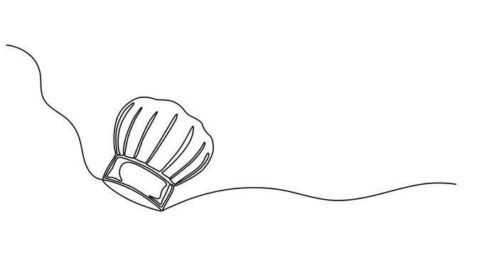 Animated self drawing of  Drawing of a single continuous line of a chef's hat . Symbol of cafe , cooking in a simple one line style. Vector editable illustration, 