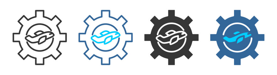 aviation icon set multiple style collection	