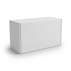 Versatile blank white rectangular cardboard box with subtle shadows, ideal for packaging designs, product presentations, shipping mockups, and retail displays in an isolated studio setting