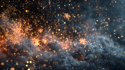 End of year wrap-up sale banner featuring fireworks and glitter effects