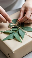Obraz premium Handmade gift wrapping with natural elements for celebrations and special occasions