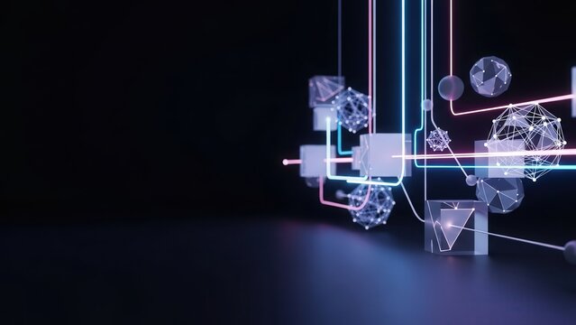 Immersive augmented reality visualization with crystalline nodes - Powered by Adobe