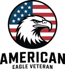 American Eagle Veteran Badge with USA Flag Patriotic Emblem Vector Illustration © RUMPA