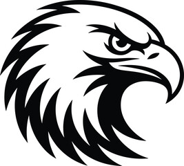 Fierce Eagle Head Logo in Black and White, Minimalist Eagle Vector Illustration