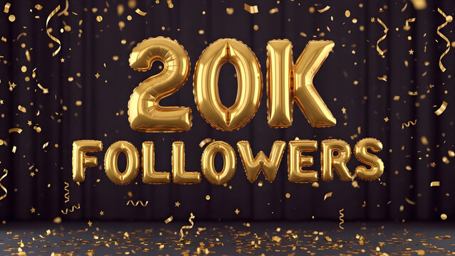 Celebrating 20k followers with gold balloons and confetti