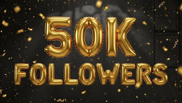 Celebrating 50k followers with gold balloons and confetti