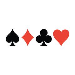 Four playing card suits arranged in a row spades diamonds clubs hearts