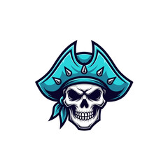 Fototapeta premium Dynamic pirate skull with a detailed tricorn hat and fierce expression