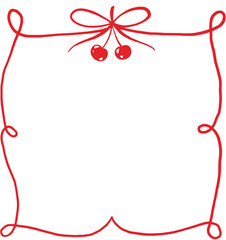 Red ribbon and bow frame for Christmas and holiday card design illustration vector