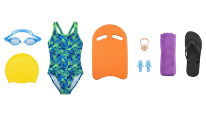 Swimming Gear Collection Isolated on White