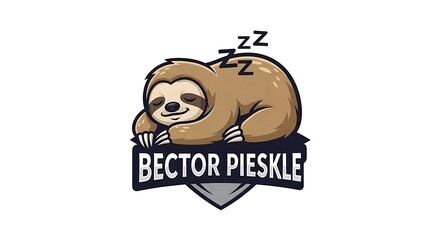 Obraz premium Sleeping Sloth Cartoon Logo for Bector Pieskle Brand.