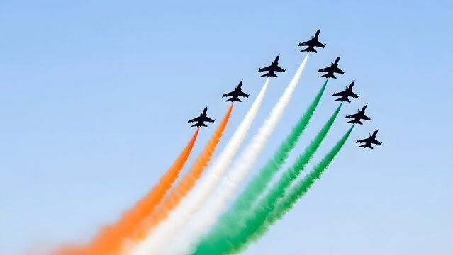 Indian Air Force Jets Flyover Tricolor Smoke Republic Day Parade