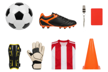 Soccer Equipment Still Life on White