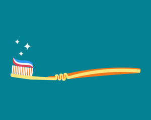 toothbrush with toothpaste isolated on white background. Illustration of oral hygiene and daily care